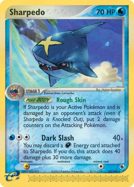 Sharpedo, Pokémon card RS 22 — Ruby & Sapphire set