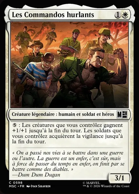 Les Commandos hurlants, carte Magic MSC 598 — extension Marvel Super Heroes Commander