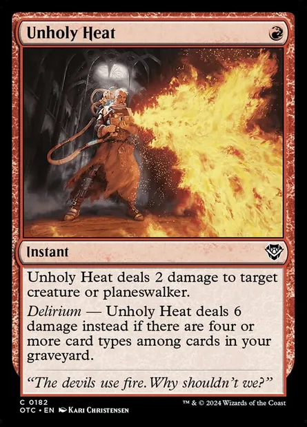 Unholy Heat, Magic card OTC 182 — Outlaws of Thunder Junction Commander set