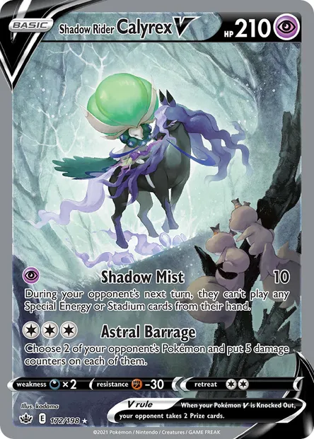 Shadow Rider Calyrex V, Pokémon card CRE 172 — Chilling Reign set
