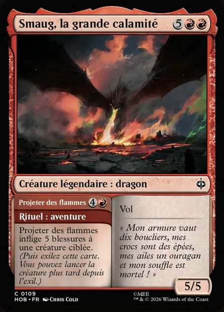 Smaug, la grande calamité // Spew Flame, carte Magic HOB 109 — extension The Hobbit