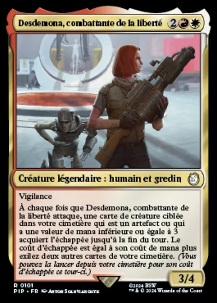 Desdemona, combattante de la liberté, carte Magic PIP 101 — extension Fallout