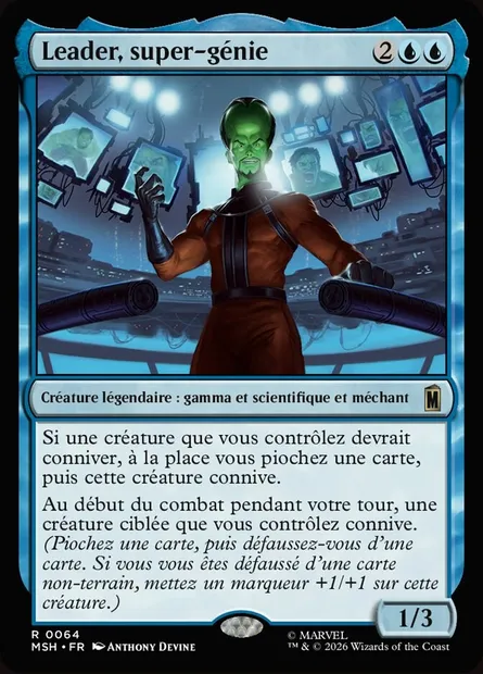 Leader, super-génie, carte Magic MSH 64 — extension Marvel Super Heroes