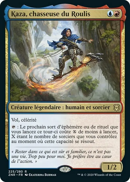 Kaza, chasseuse du Roulis, carte Magic ZNR 225 — extension Renaissance de Zendikar