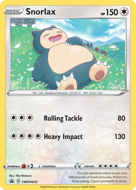 Snorlax, Pokémon card SWSH 032 — SWSH Black Star Promos set