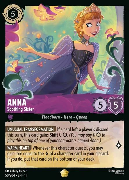 Anna - Soothing Sister, Disney Lorcana card CH11-050 — Winterspell set