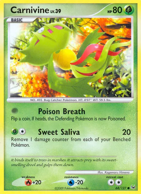 Carnivine, Pokémon card PL 68 — Platinum set