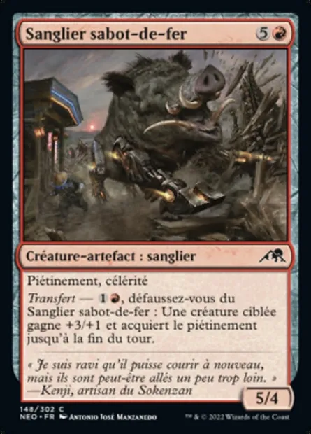 Sanglier sabot-de-fer, carte Magic NEO 148 — extension Kamigawa: La Dynastie Néon
