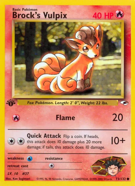 Brock's Vulpix, Pokémon card GH 73 — Gym Heroes set