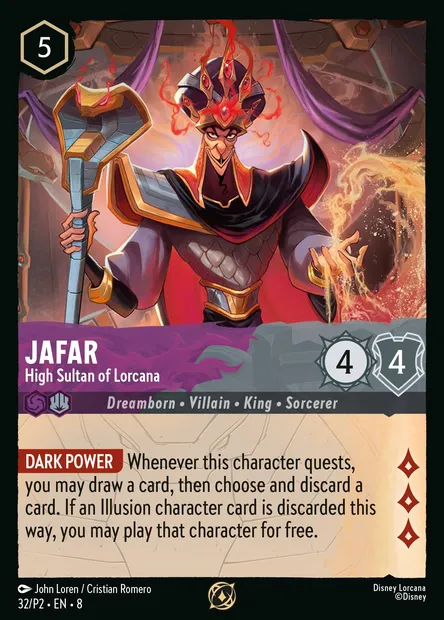 Jafar - High Sultan of Lorcana, Disney Lorcana card P2-032 — P2 set