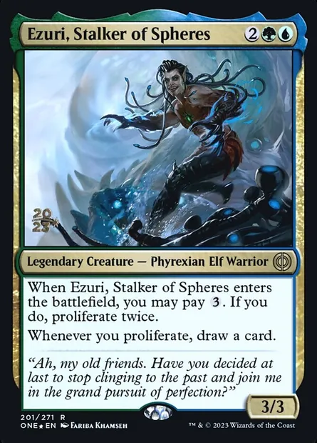 Ezuri, pisteur de sphères, carte Magic PONE 201s — extension Phyrexia: All Will Be One Promos
