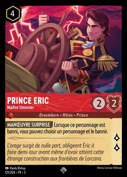 Prince Eric - Maître timonier, carte Disney Lorcana CH3-121 — extension Les Terres d'Encres