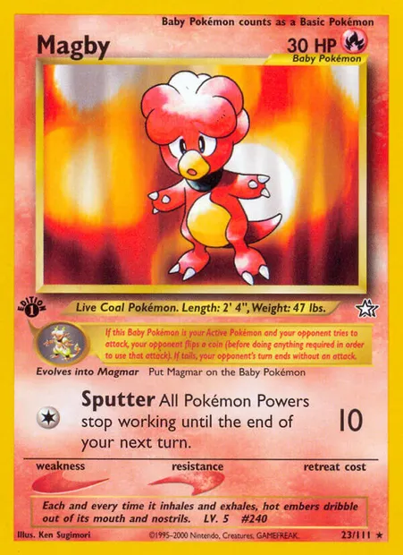 Magby, Pokémon card NG 23 — Neo Genesis set