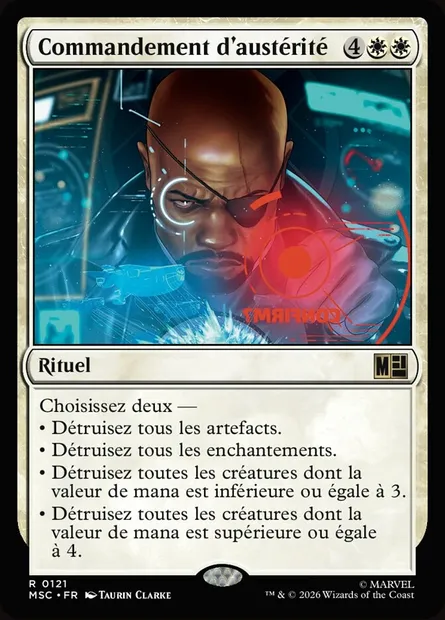 Commandement d'austérité, carte Magic MSC 121 — extension Marvel Super Heroes Commander