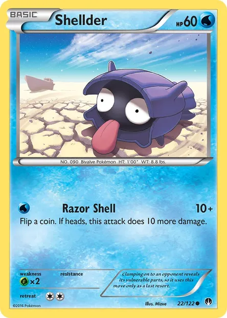 Shellder, Pokémon card BKP 22 — BREAKpoint set