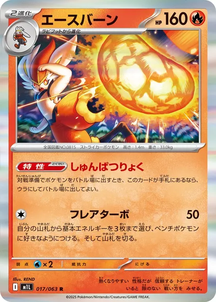 Cinderace, Pokémon card m1L 017 — Mega Brave set