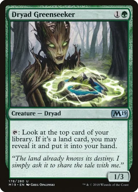 Dryad Greenseeker, Magic card M19 178 — Core Set 2019 set