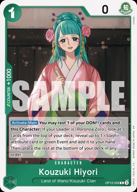 Kouzuki Hiyori, One Piece card OP12-028 — LEGACY OF THE MASTER set
