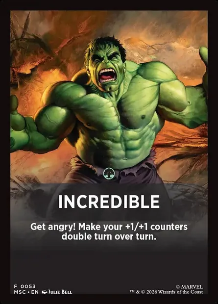 Incredible, carte Magic FMSC 53 — extension Marvel Super Heroes Jumpstart Front Cards