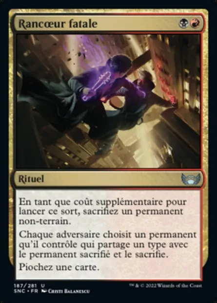 Rancœur fatale, carte Magic SNC 187 — extension Les rues de la Nouvelle-Capenna