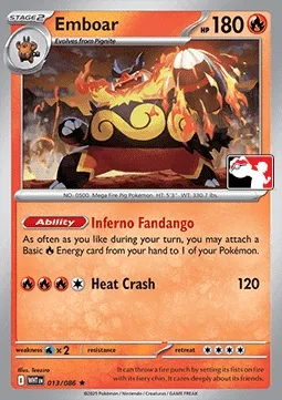 Emboar, Pokémon card PPS 013-4 — Play! Pokémon Prize Pack Series set