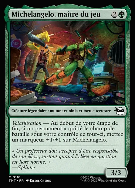 Michelangelo, maître du jeu, carte Magic TMT 118 — extension Teenage Mutant Ninja Turtles