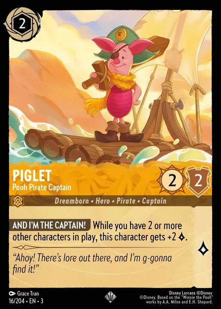 Piglet - Pooh Pirate Captain, Disney Lorcana card CH3-016 — Into the Inklands set
