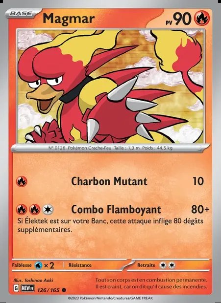 Magmar, carte Pokémon MEW 126 — extension 151