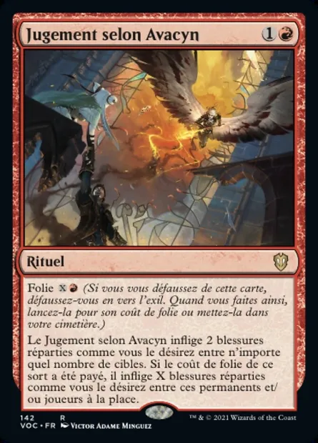 Jugement selon Avacyn, carte Magic VOC 142 — extension Crimson Vow Commander