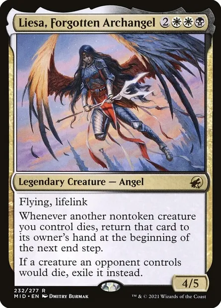 Liesa, Forgotten Archangel, Magic card MID 232 — Innistrad: Midnight Hunt set