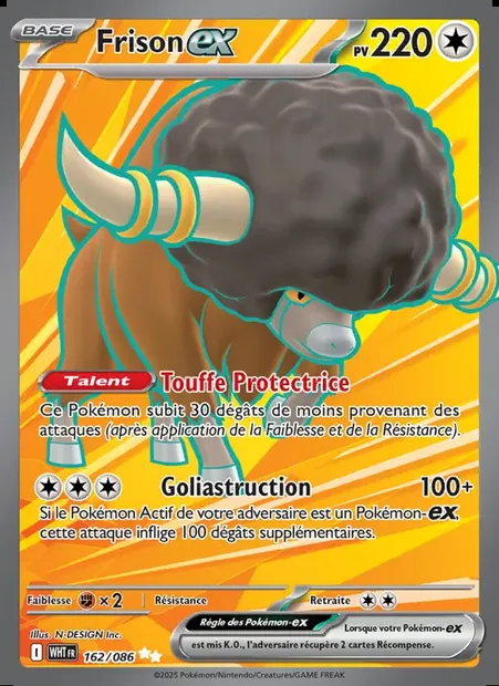 Frison-ex, carte Pokémon WHT 162 — extension Flamme Blanche