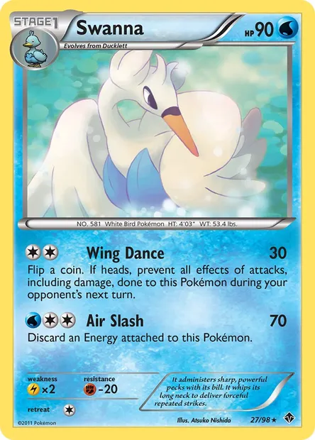 Swanna, Pokémon card EPO 27 — Emerging Powers set
