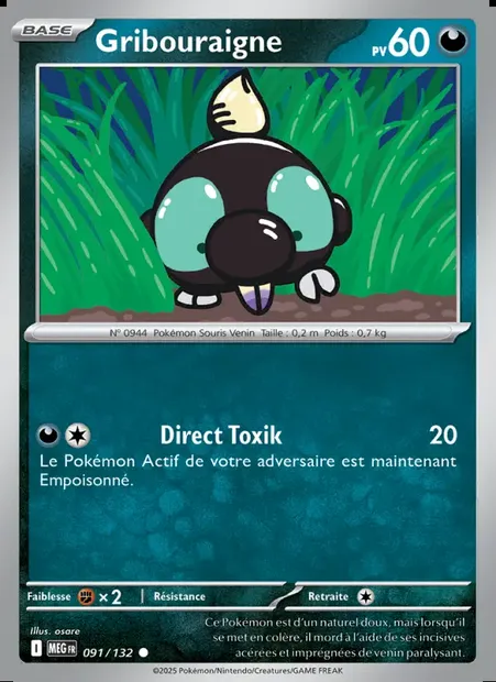 Gribouraigne, carte Pokémon MEG 091 — extension Méga-Évolution