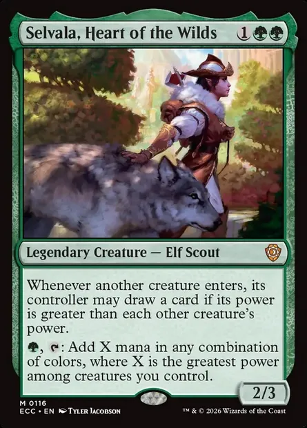 Selvala, Heart of the Wilds, Magic card ECC 116 — Lorwyn Eclipsed Commander set
