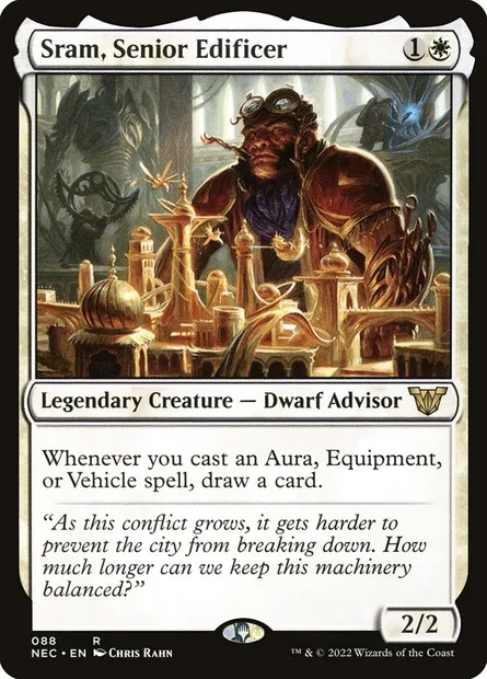 Sram, Senior Edificer, Magic card NEC 88 — Neon Dynasty Commander set