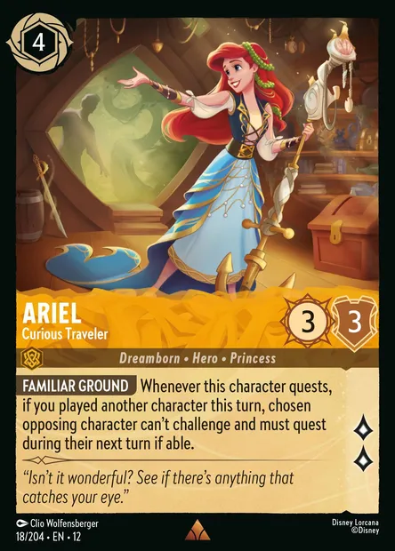Ariel - Curious Traveler, Disney Lorcana card CH12-018 — Wilds Unknown set