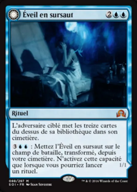 Éveil en sursaut // Cauchemar permanent, carte Magic SOI 88 — extension Ténèbres sur Innistrad