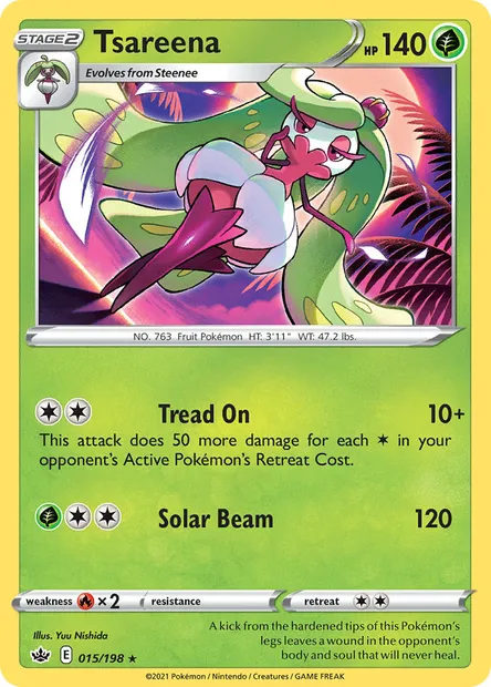Tsareena, Pokémon card CRE 15 — Chilling Reign set