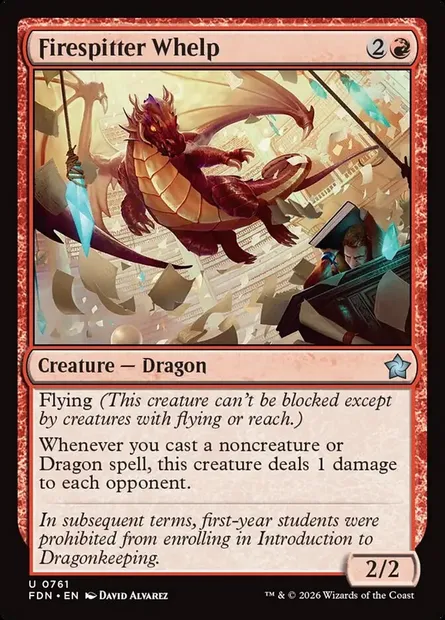 Firespitter Whelp, Magic card FDN 761 — Foundations set
