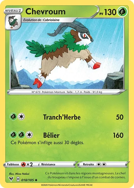 Chevroum, carte Pokémon VIV 18 — extension Voltage Éclatant