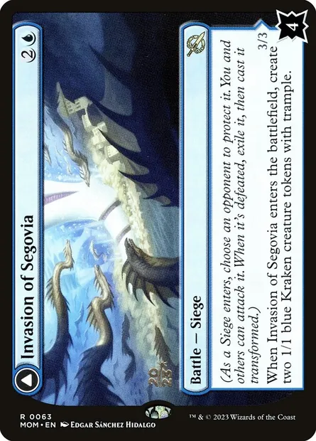 Invasion of Segovia // Caetus, Sea Tyrant of Segovia, Magic card PMOM 63s — March of the Machine Promos set