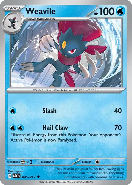 Weavile, Pokémon card ASC 045 — Ascended Heroes set