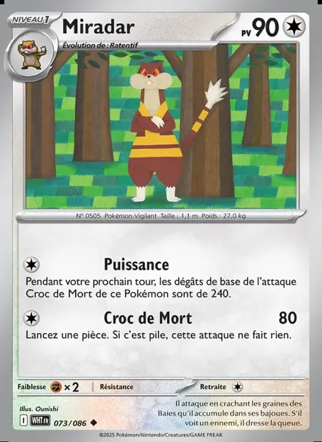 Miradar, carte Pokémon WHT 073 — extension Flamme Blanche