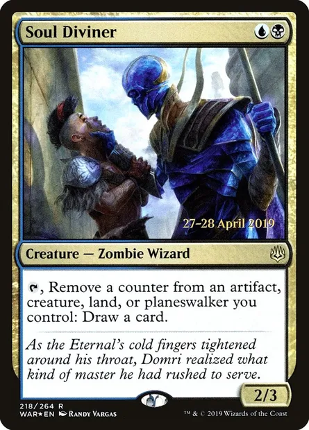 Devineur d'âmes, carte Magic PWAR 218s — extension War of the Spark Promos