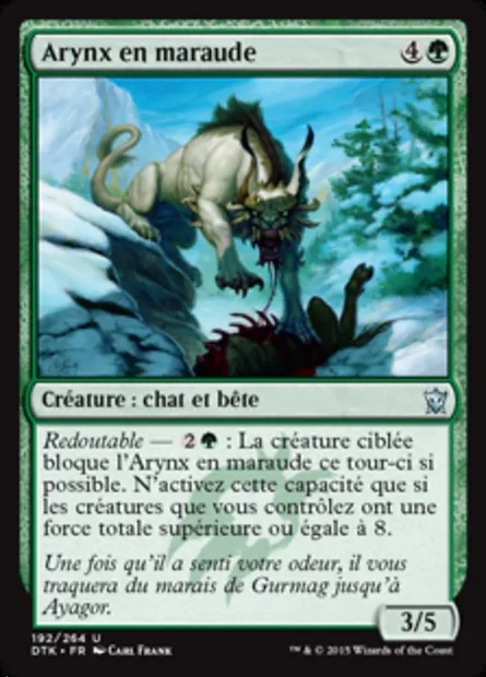 Arynx en maraude, carte Magic DTK 192 — extension Les Dragons de Tarkir