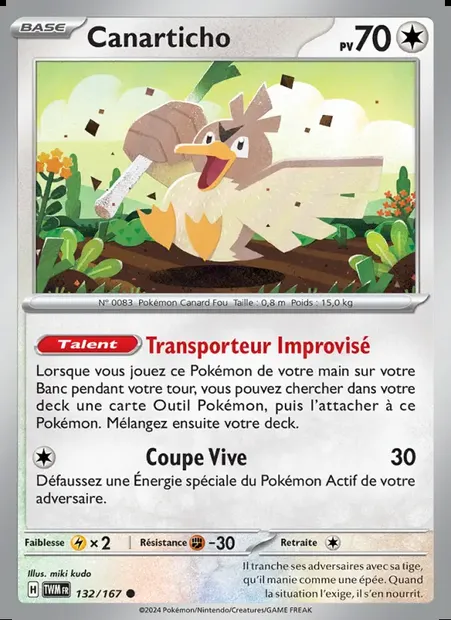 Canarticho, carte Pokémon TWM 132 — extension Mascarade Crépusculaire