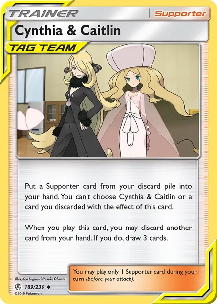 Cynthia & Caitlin, Pokémon card CEC 189 — Cosmic Eclipse set