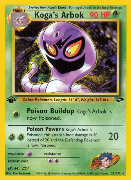 Koga's Arbok, Pokémon card GC 25 — Gym Challenge set