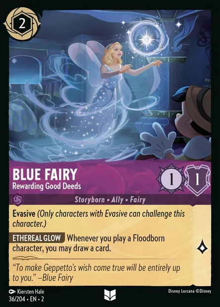 Blue Fairy - Rewarding Good Deeds, Disney Lorcana card CH2-036 — Rise of the Floodborn set