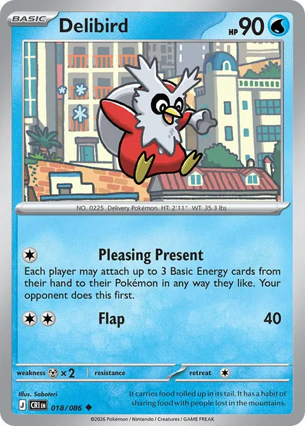 Delibird, Pokémon card CRI 018 — Chaos Rising set